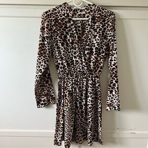 Cheetah faux wrap dress